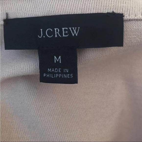 J Crew Tan & Cream Striped Long Sleeve Cotton Crewneck - Picture 4 of 5